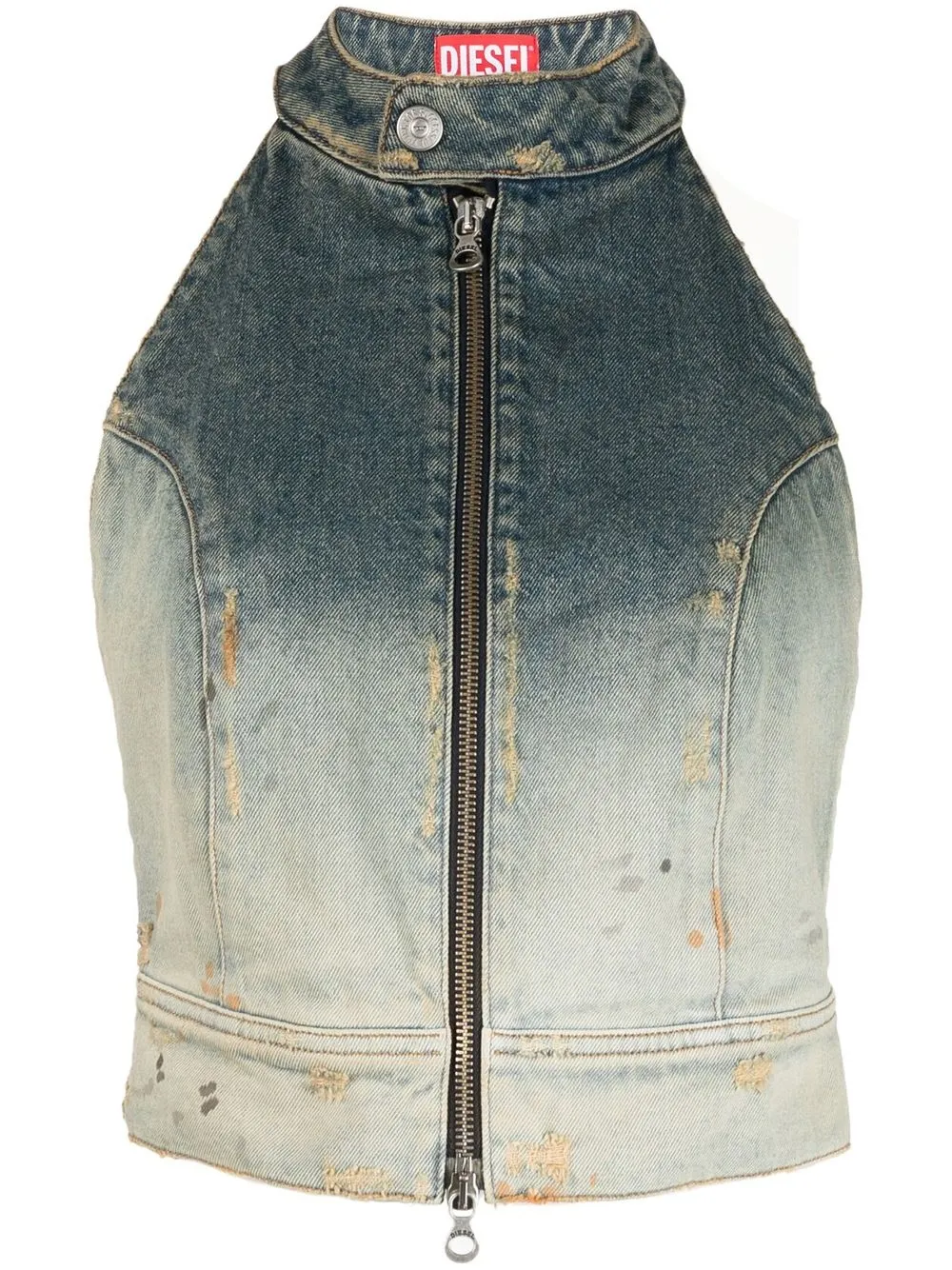 

Diesel zip-up halterneck denim top - Blue