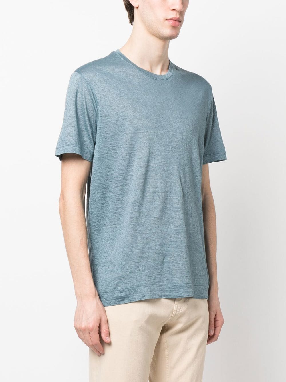 Shop Boglioli Short-sleeve Linen T-shirt In Blue