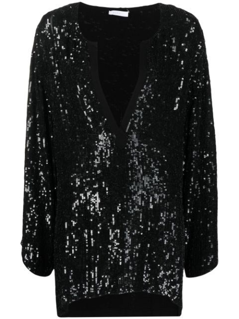 P.A.R.O.S.H. long-sleeve sequin blouse