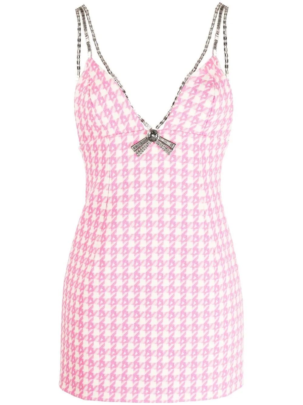 

AREA houndstooth-pattern mini dress - Pink