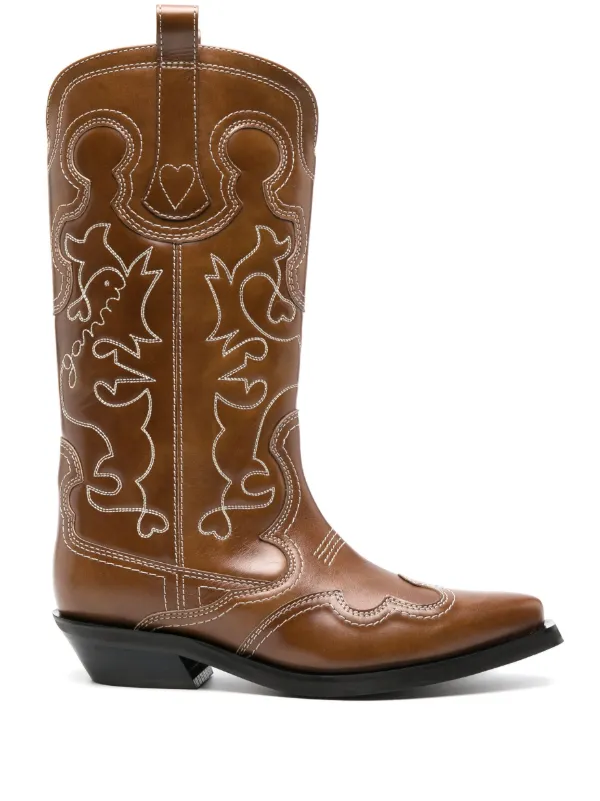 Ganni high western boots hotsell