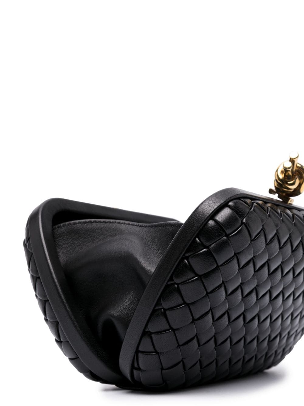 Shop Bottega Veneta Knot Leather Clutch Bag In Black