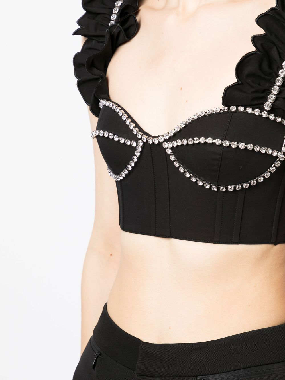 Shop Area Crystal-embellished Cropped Top In Black