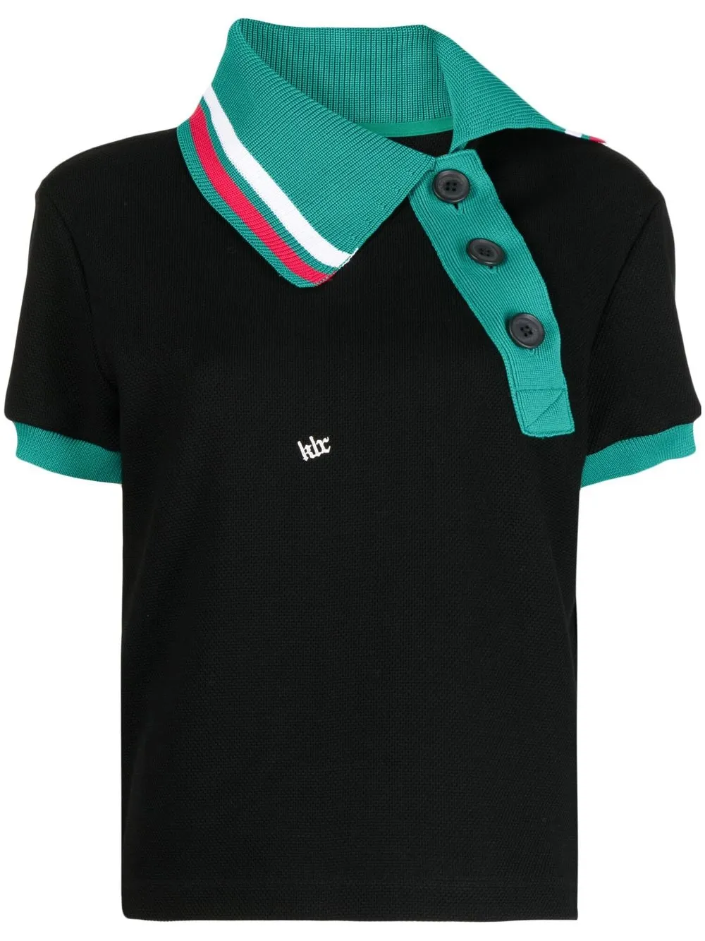 

Kolor playera tipo polo asimétrica con motivo de rayas - Negro