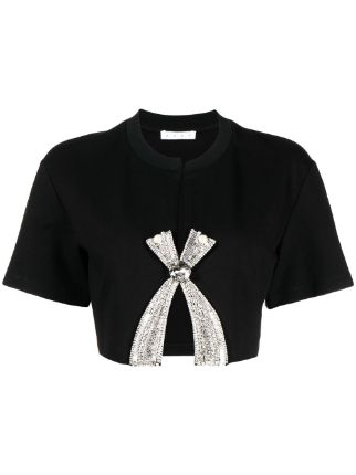 AREA crystal-embellished Cropped T-shirt - Farfetch