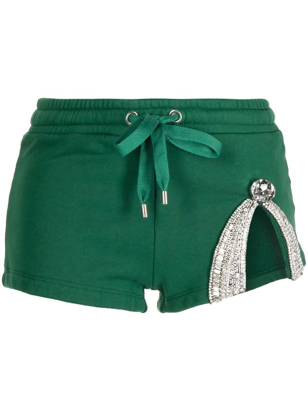 Area Crystal-embellished Short Shorts In Green