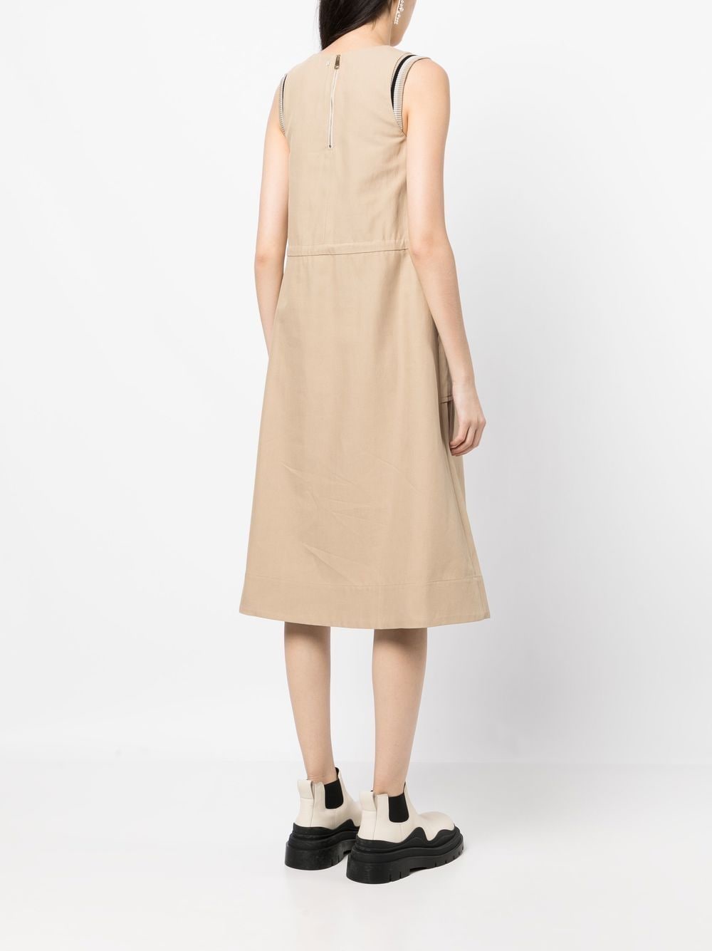 Shop Lorena Antoniazzi Drawstring-waist Sleeveless Dress In Neutrals