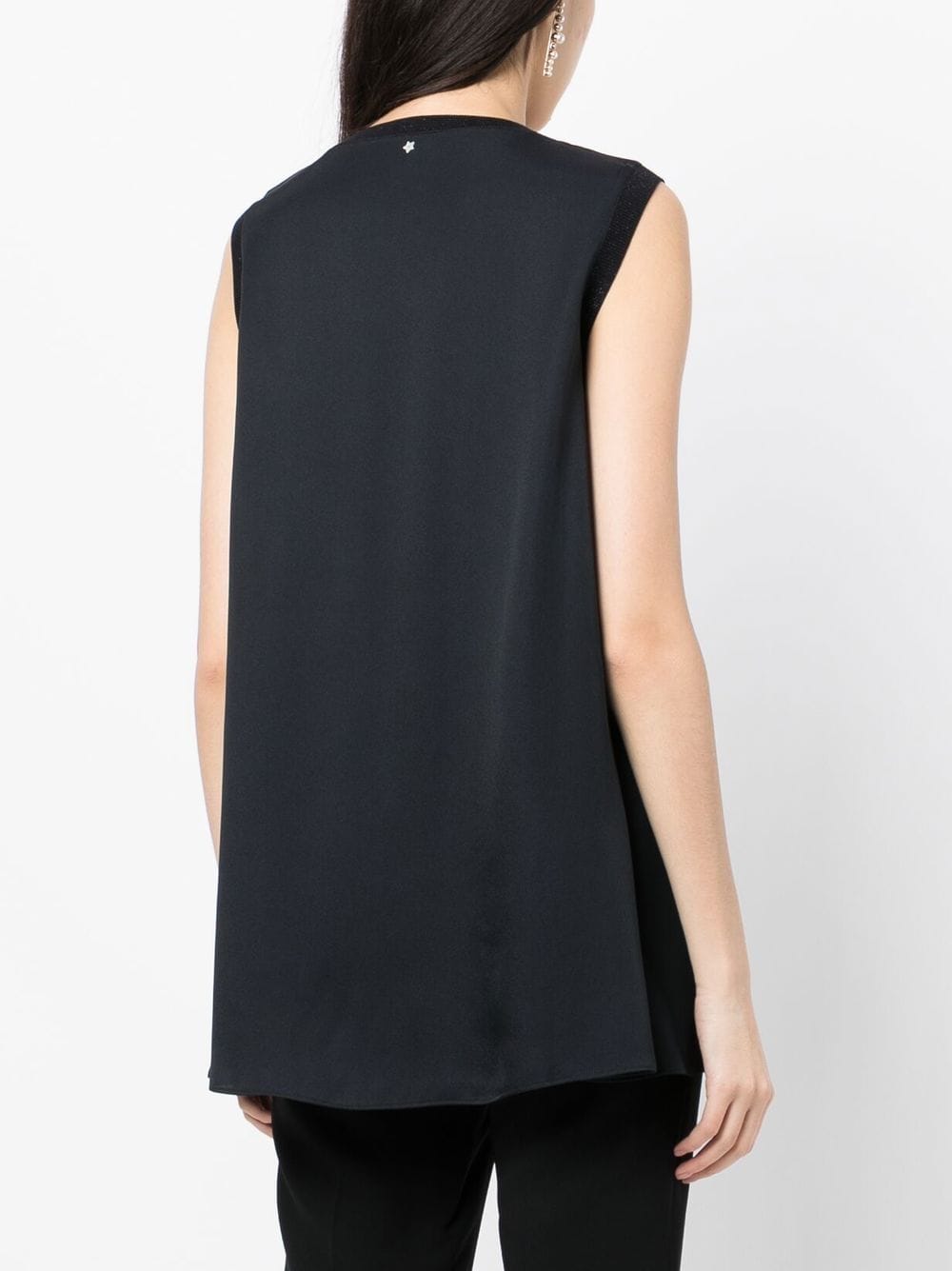 Shop Lorena Antoniazzi Glitter-collar Sleeveless Blouse In Black