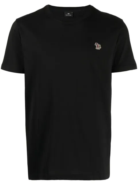Zebra-patch crew-neck T-shirt