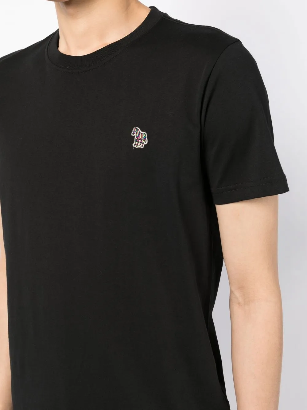 Shop Ps By Paul Smith Zebra-patch Crew-neck T-shirt In Black