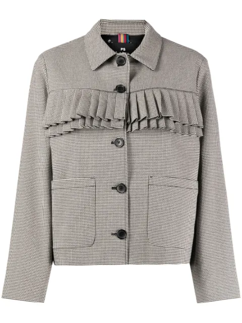 PS Paul Smith chamarra con cuadros estampados y detalle plisado 