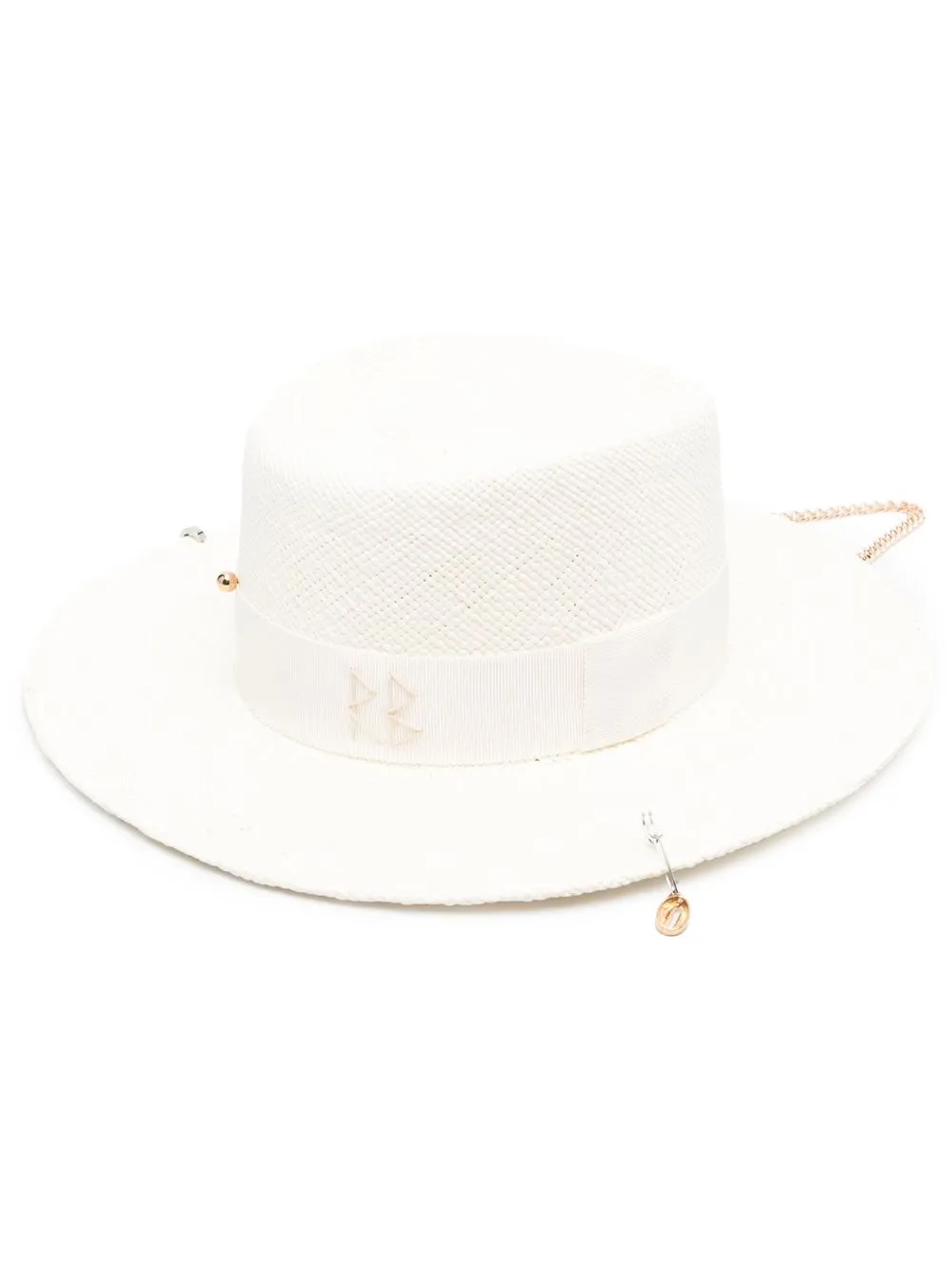 

Ruslan Baginskiy embellished straw hat - White