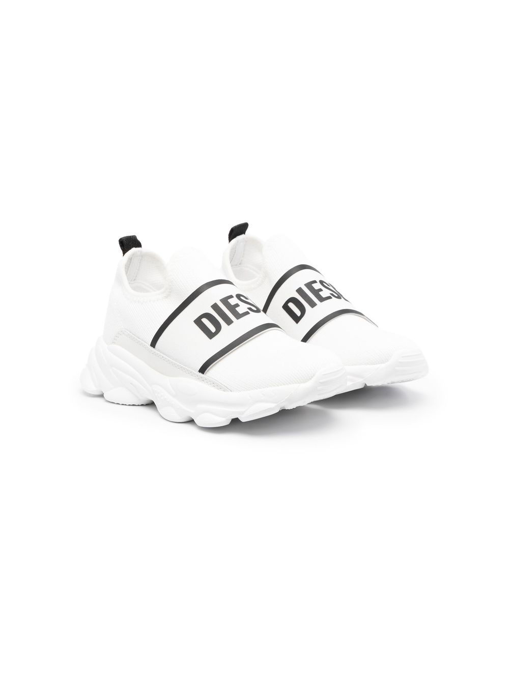 

Diesel Kids logo-strap slip-on trainers - White