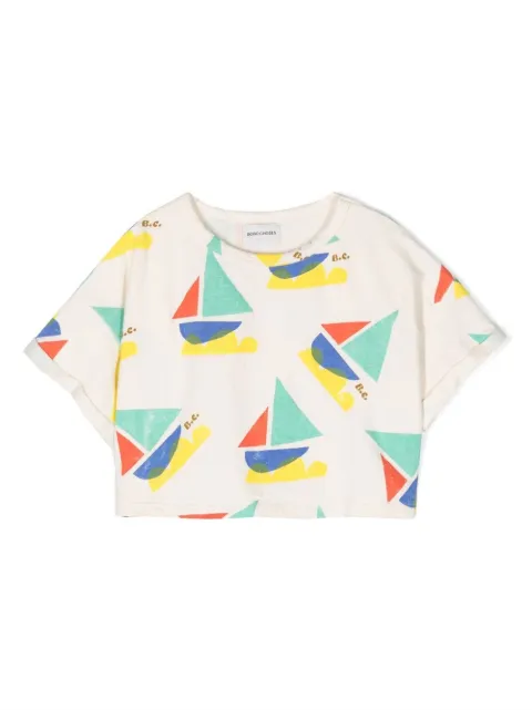 Bobo Choses boat-illustration crop T-shirt