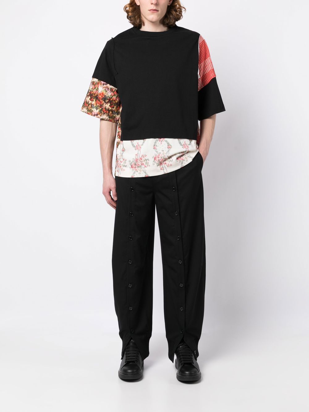 Simone Rocha T-shirt met patchwork - Zwart