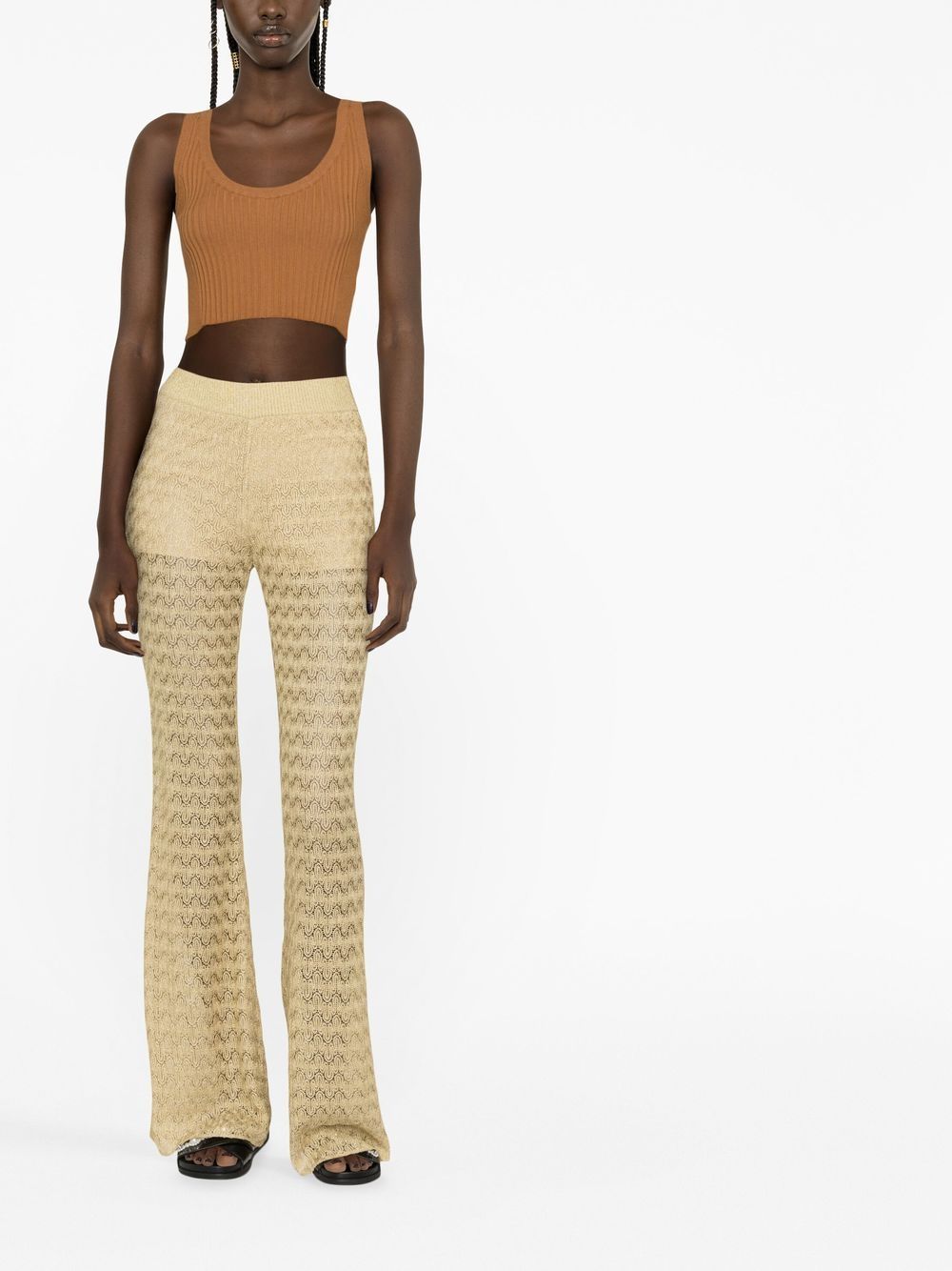 Shop Rabanne Ribbed Cropped Top In Brown