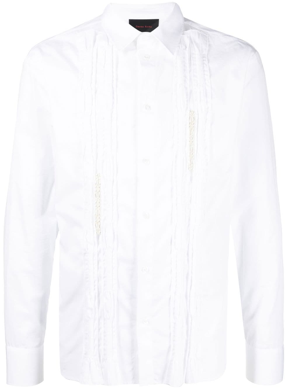 Simone Rocha Ruffle-trim Faux-pearl Shirt In White