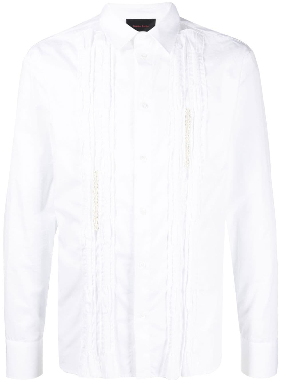 ruffle-trim faux-pearl shirt