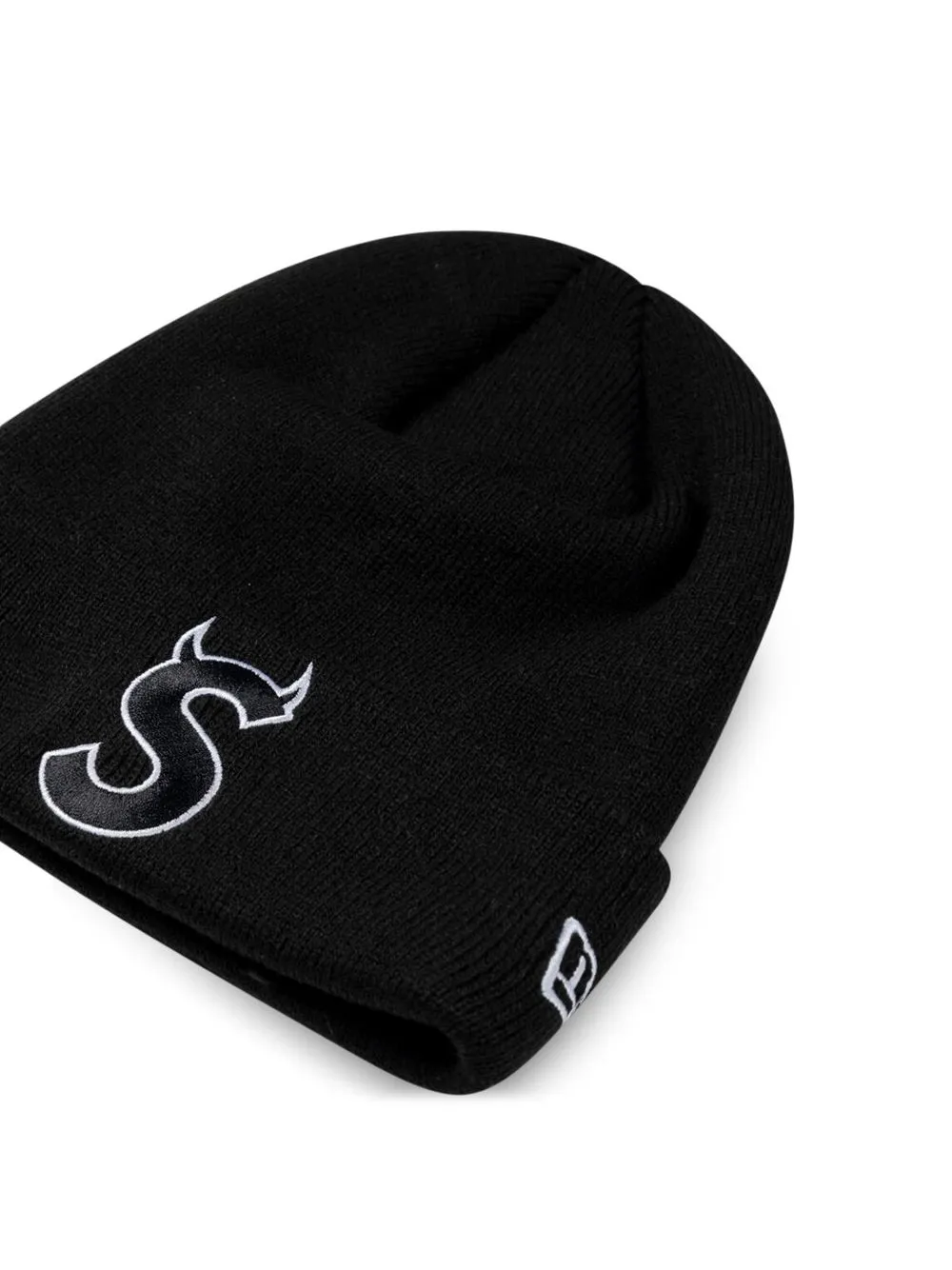 Shop Supreme X New Era S Logo Knitted Beanie In Black