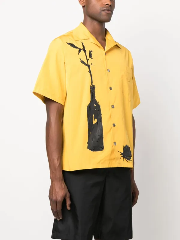 prada yellow silk shirt シルクシャツ prada yellow silk shirt silk shirt men's size M From Japan