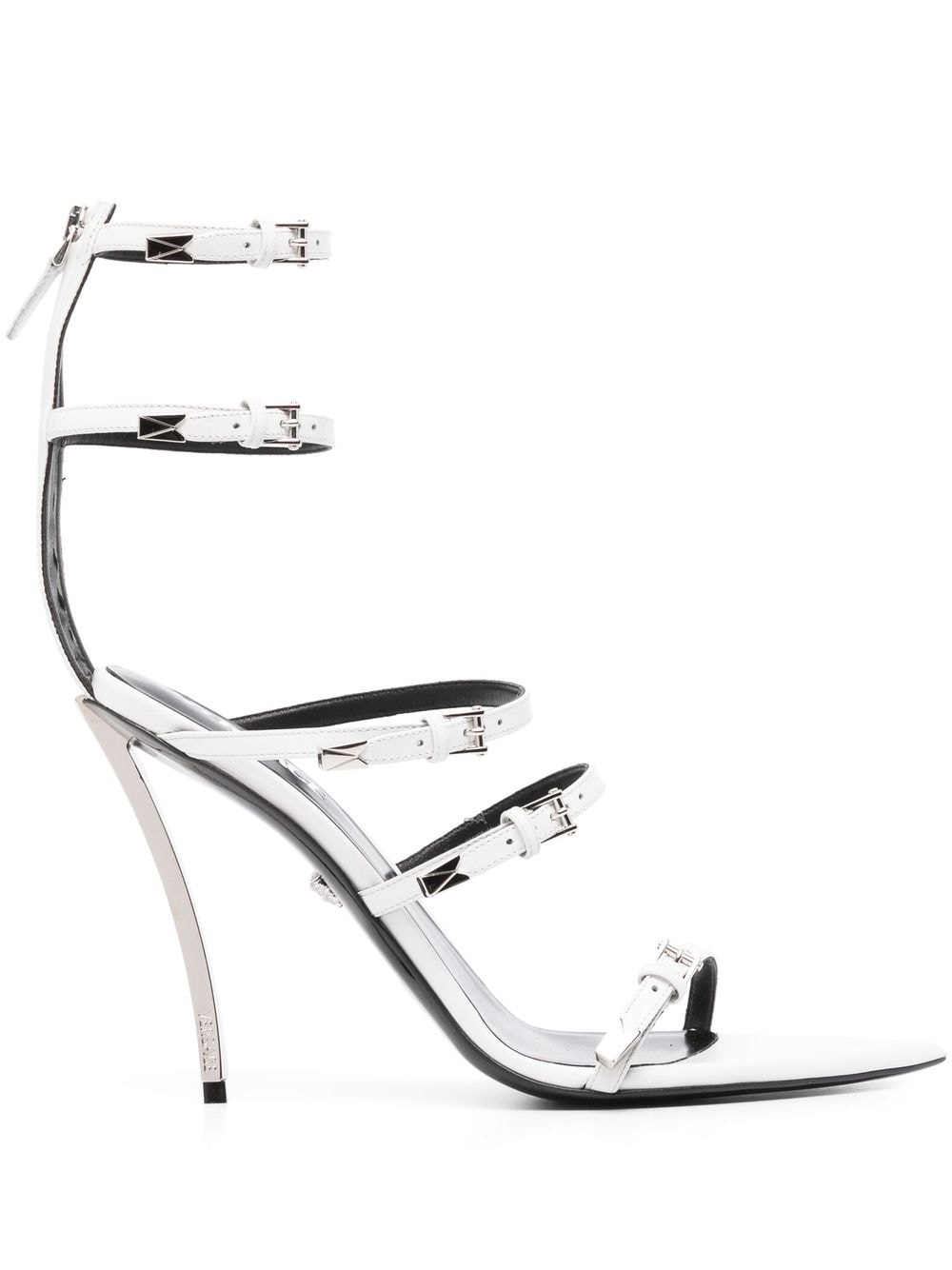 Versace 110mm Leather High Heel Sandals In White