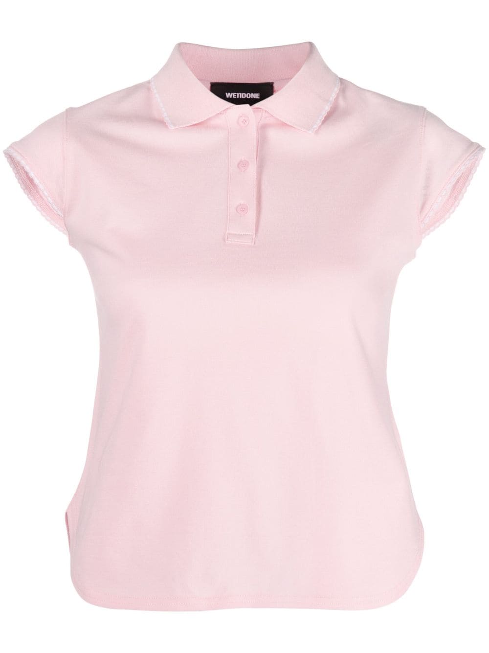 We11 Done Lace-trim Piqué Polo Top - Women's - Cotton In Pink
