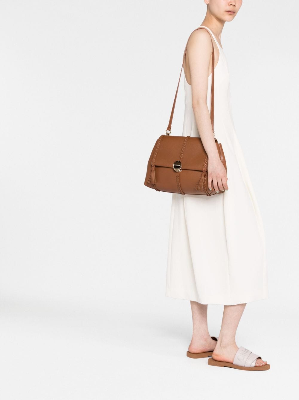 Chloé Penelope Leather Shoulder Bag - Brown