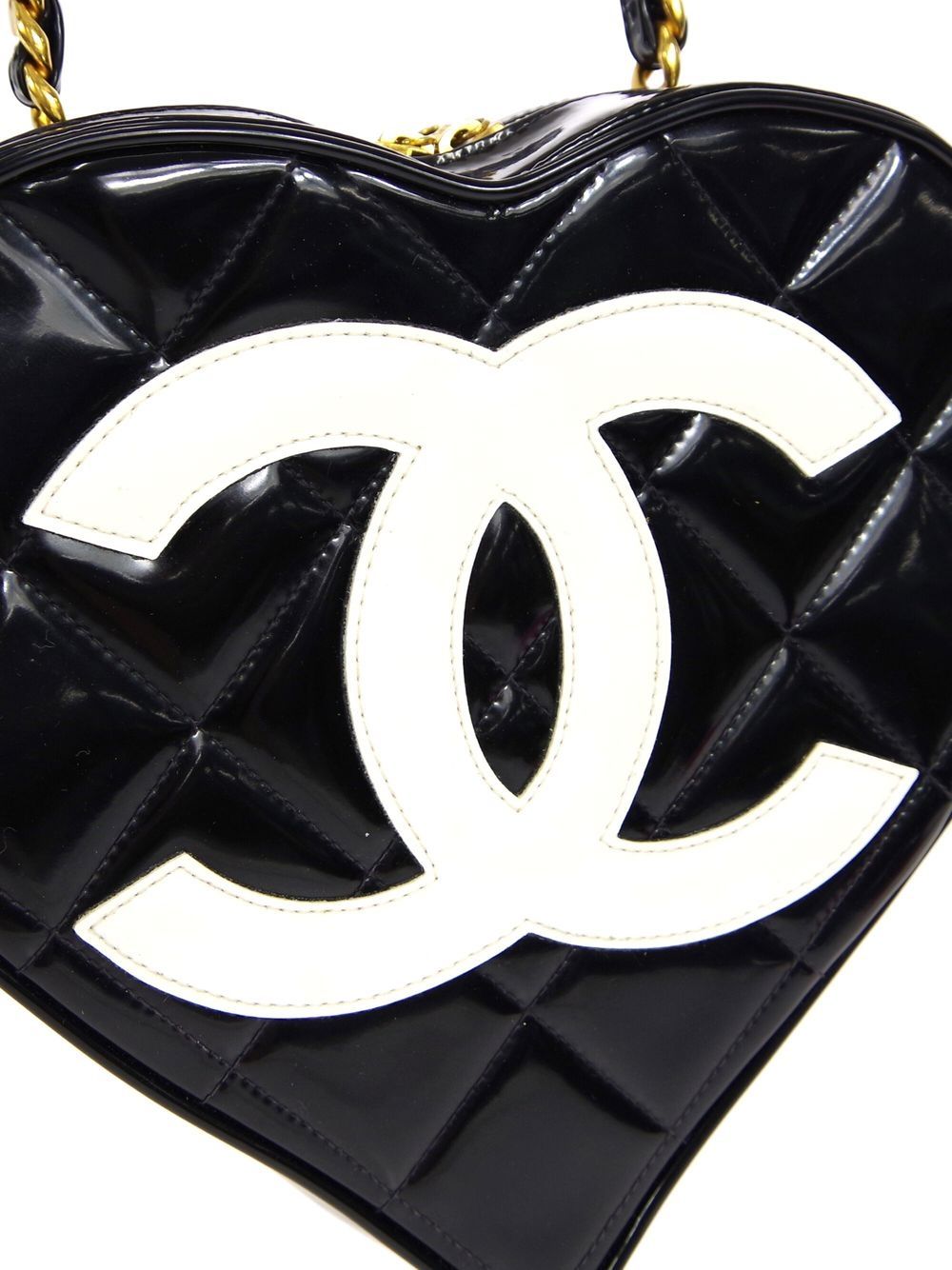 Pre-owned Chanel 1995 Heart Vanity Handbag In Black