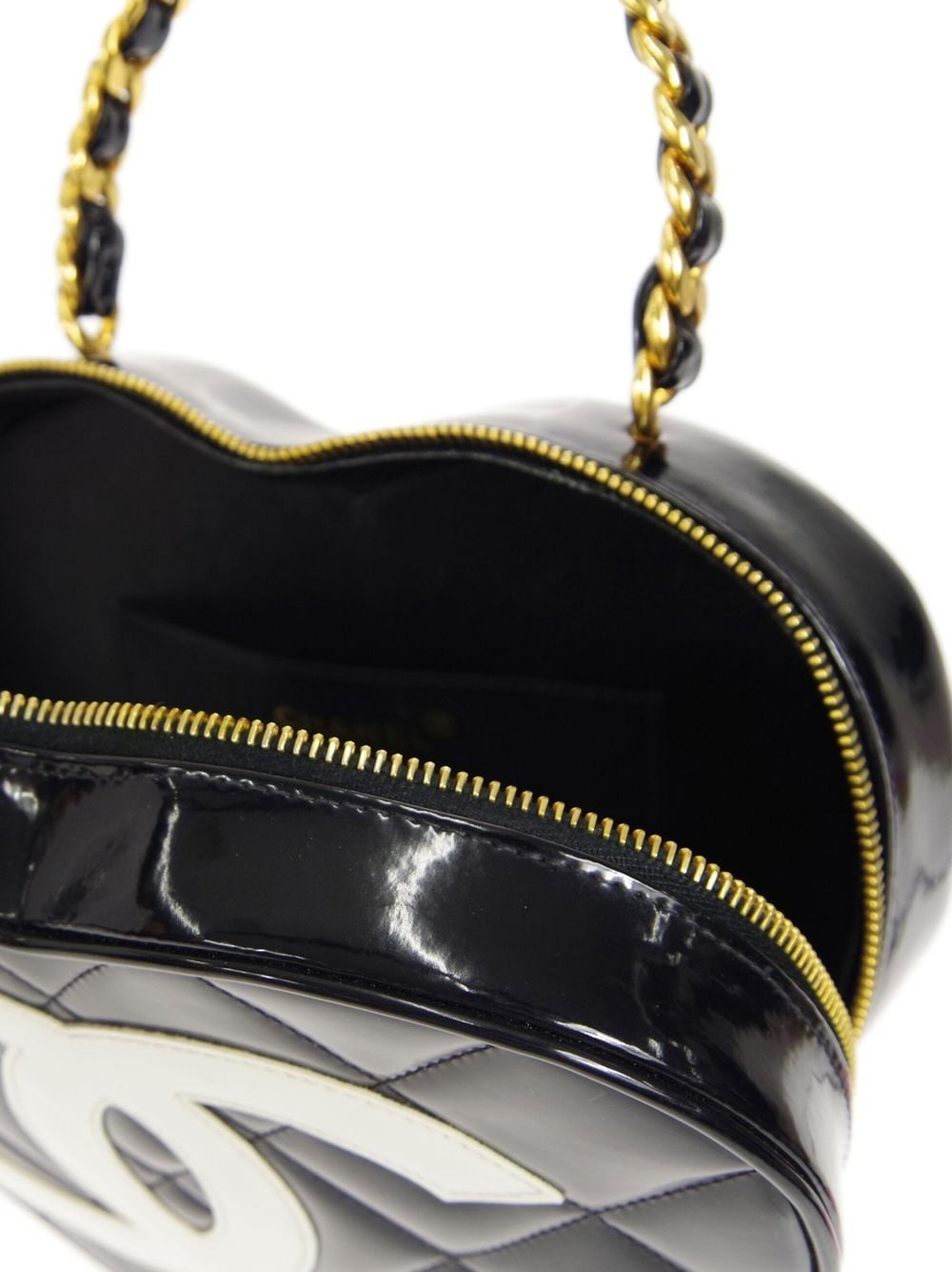 Pre-owned Chanel 1995 Heart Vanity Handbag In Black