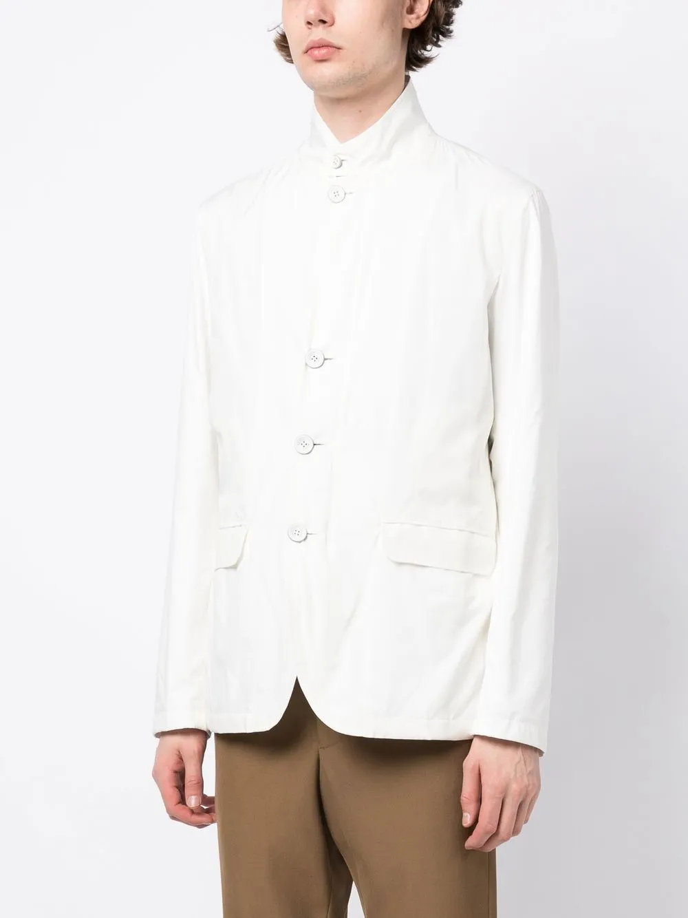 Herno Button-front High Neck Jacket In White
