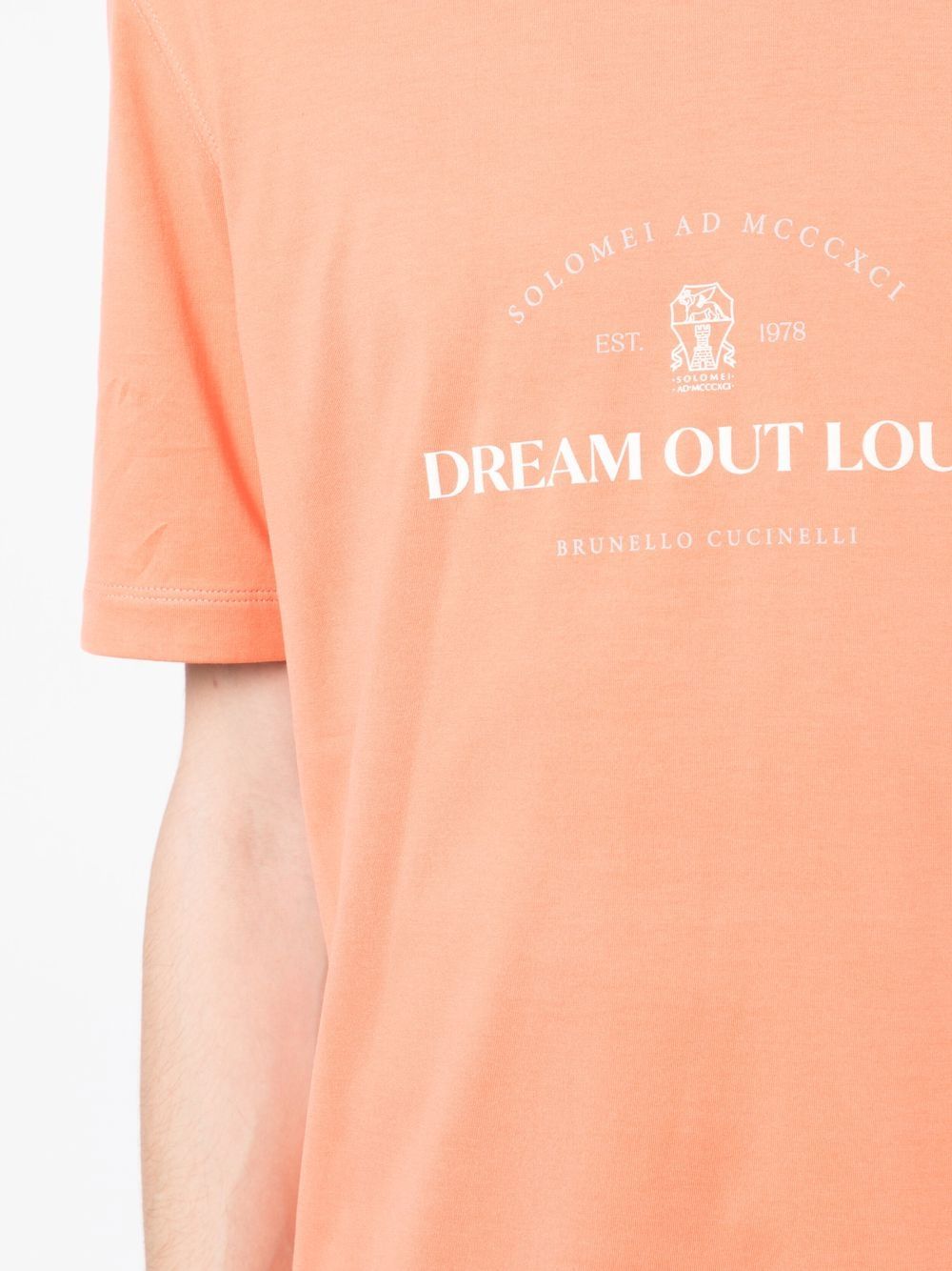 Shop Brunello Cucinelli Graphic-print Short-sleeved T-shirt In Orange