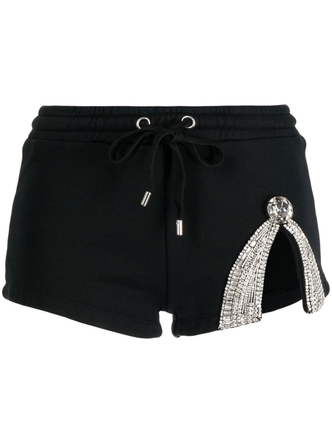 AREA crystal-embellished mini shorts black | MODES