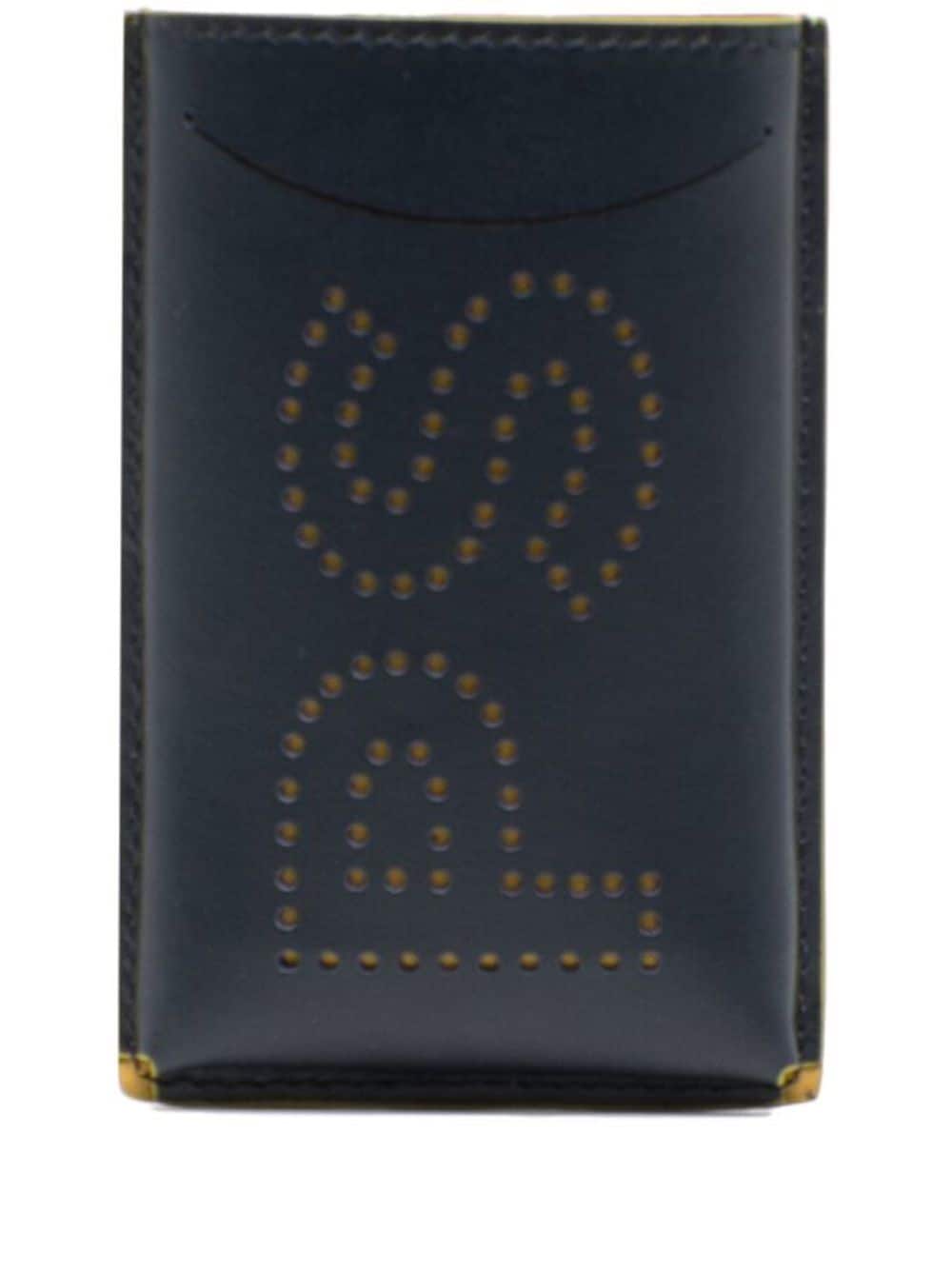 Ps By Paul Smith Perforated-logo Leather Cardholder In Black