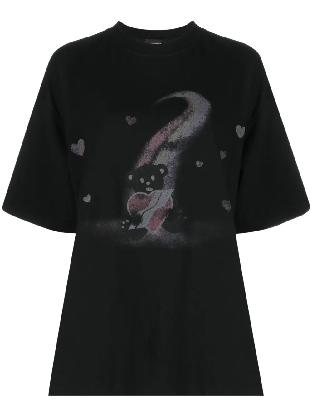 We11done playera con motivo Teddy Bear | negro | Image 1