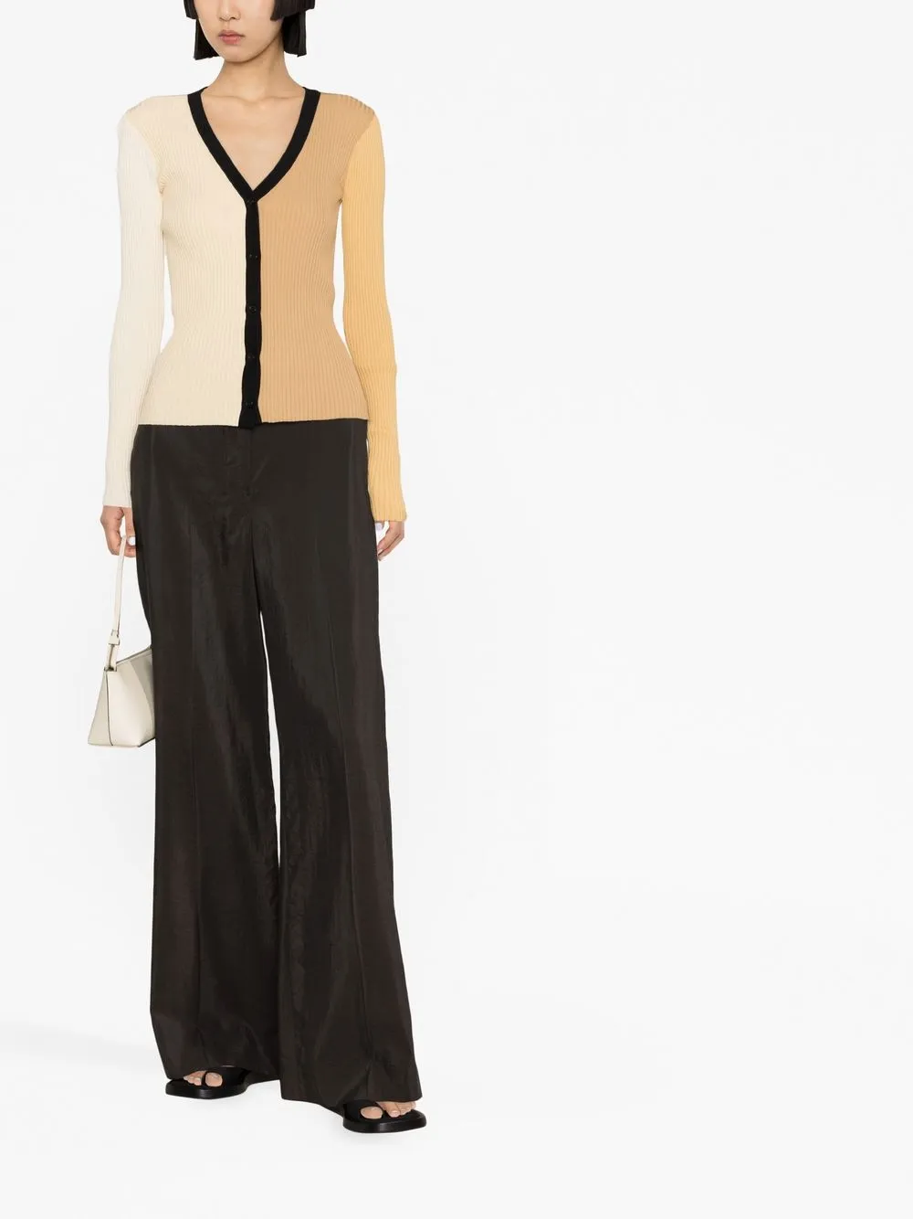 STAUD Ribgebreid vest - Beige