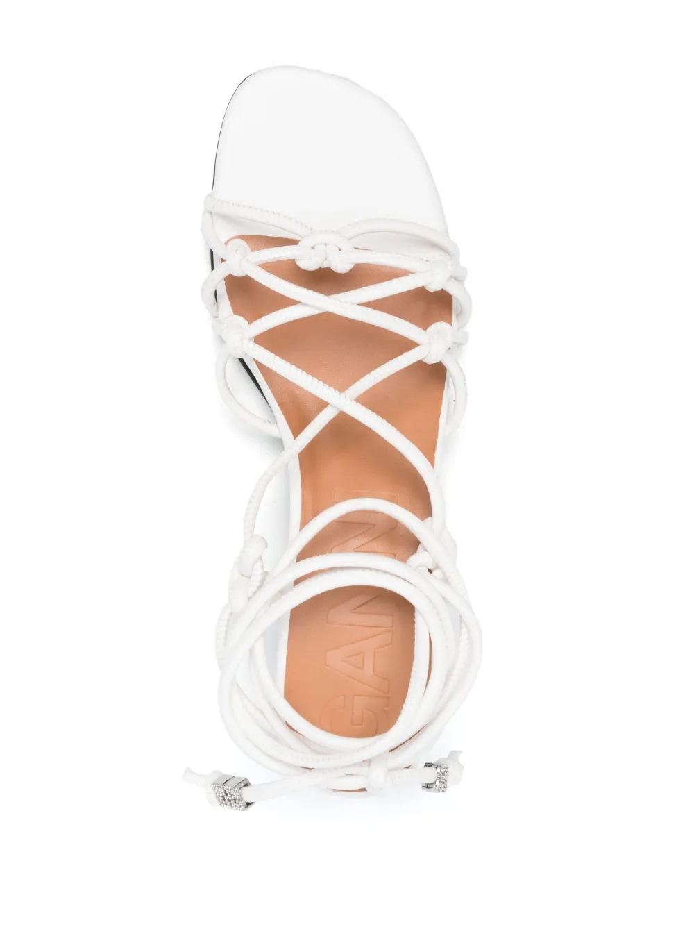 Ganni Knot-detail Sandals In White