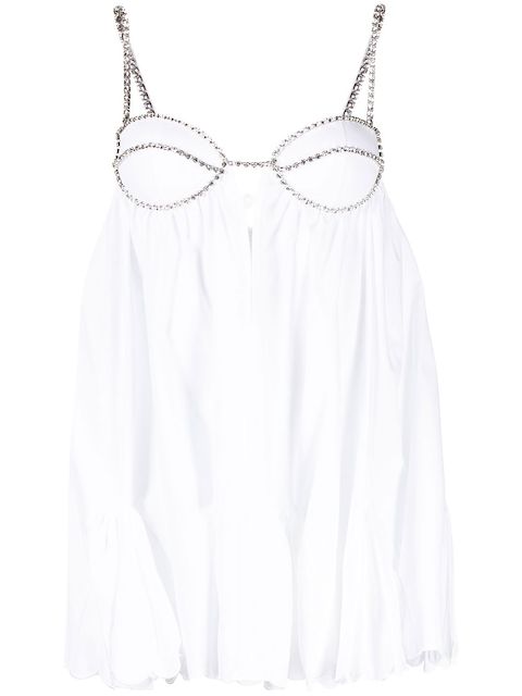 AREA crystal-embellished sleeveless minidress
