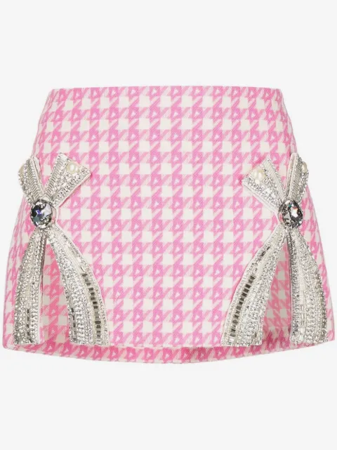 AREA crystal-embellished bow detail miniskirt
