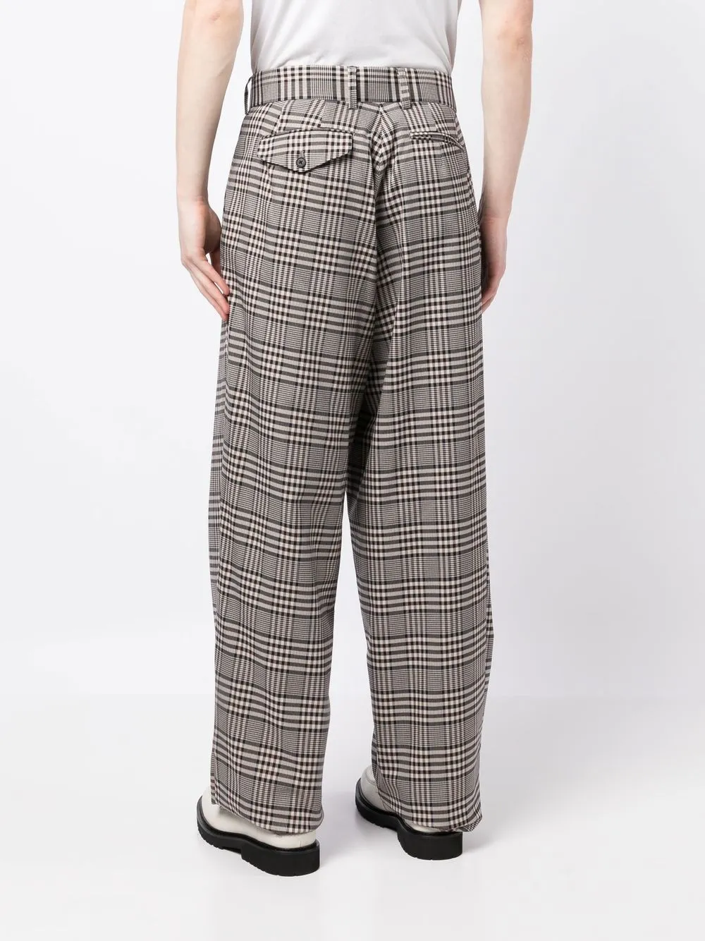 Shop Kolor Plaid-check Wide-leg Trousers In Brown