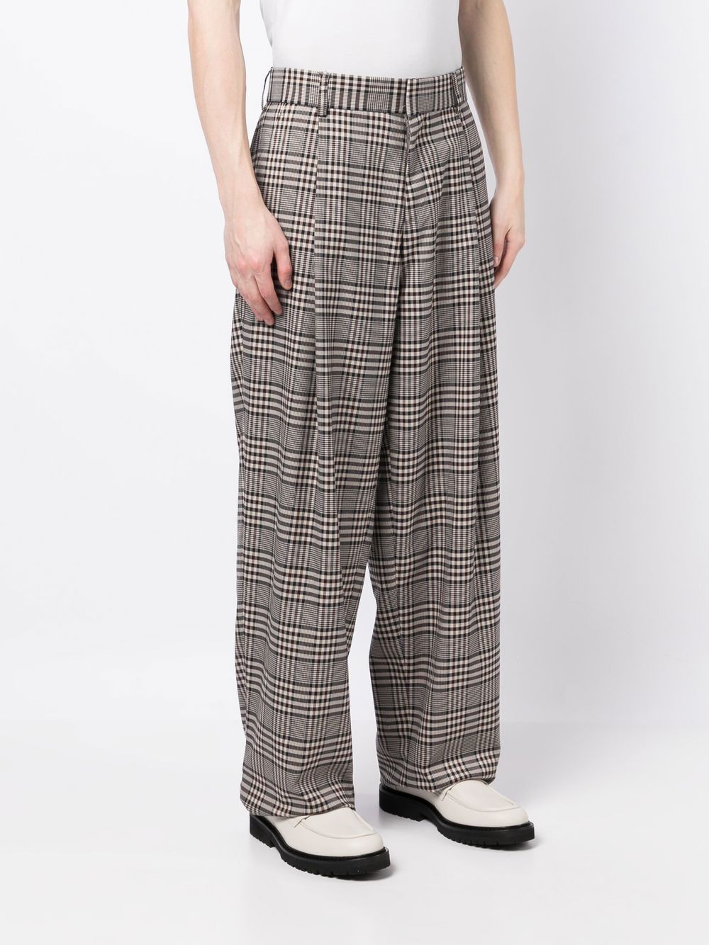 Shop Kolor Plaid-check Wide-leg Trousers In Brown