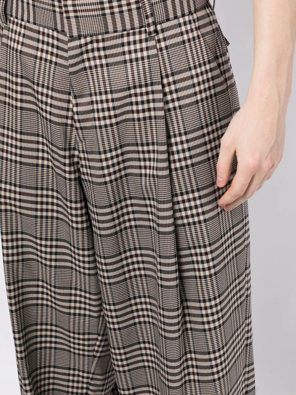 Shop Kolor Plaid-check Wide-leg Trousers In Brown