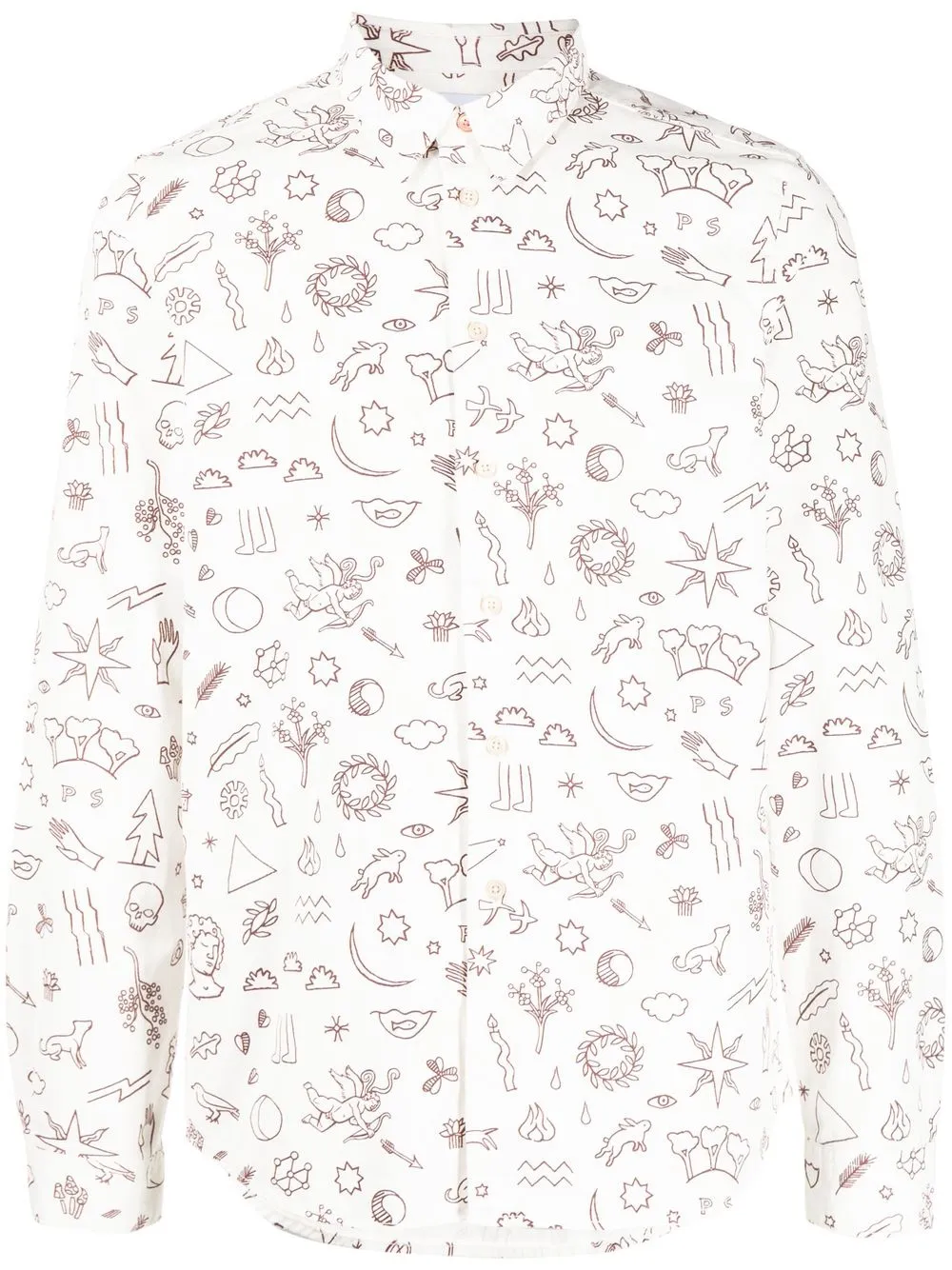 

PS Paul Smith camisa manga larga con garabatos estampados - Blanco