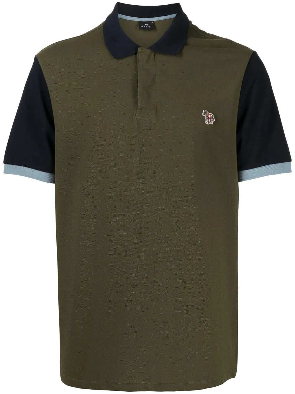 

PS Paul Smith colour-block zebra-patch polo shirt - Green