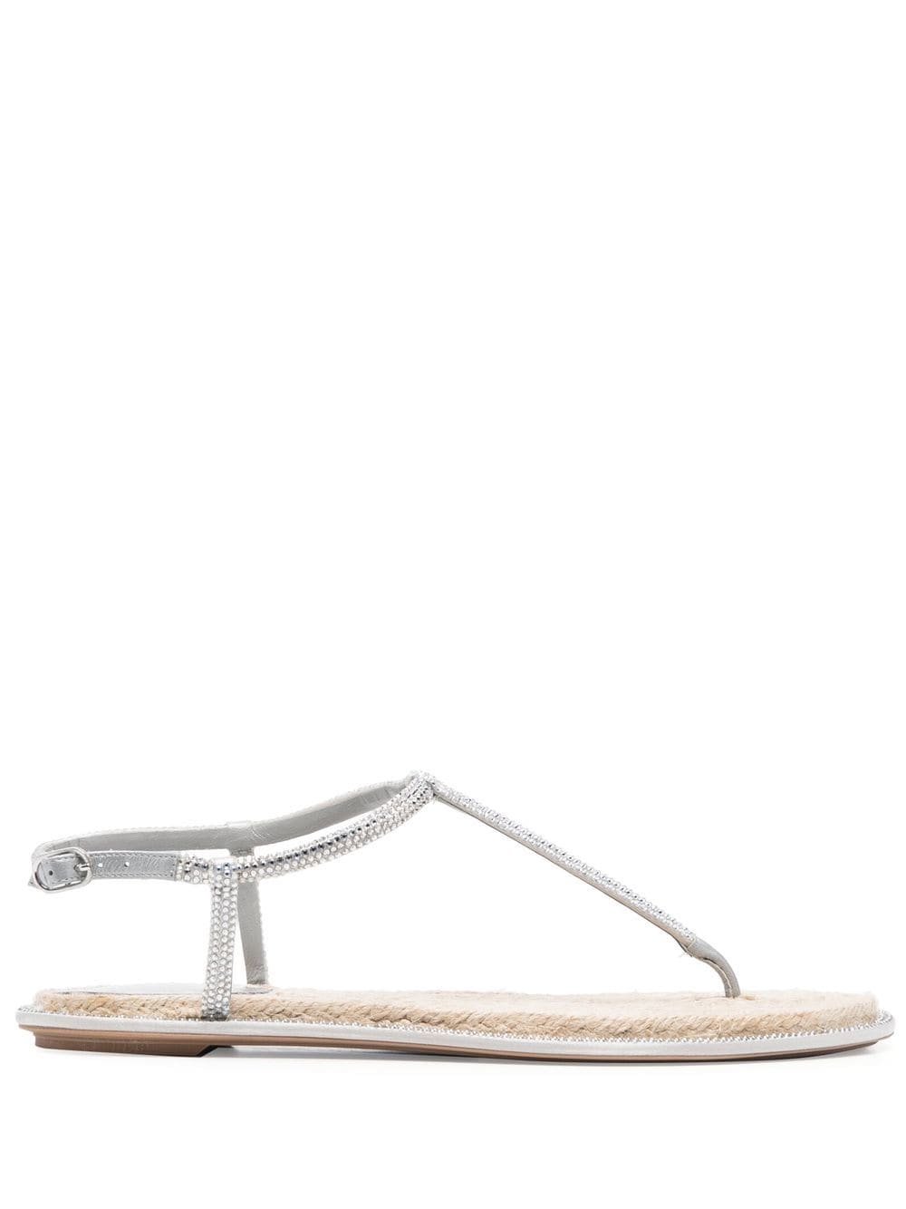 Shop René Caovilla Rhinestone Embellished Thong Sandals In Grau