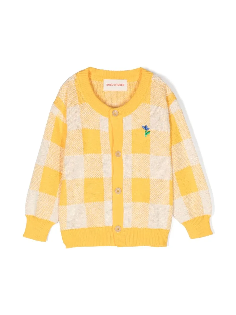 

Bobo Choses gingham-check button cardigan - Yellow