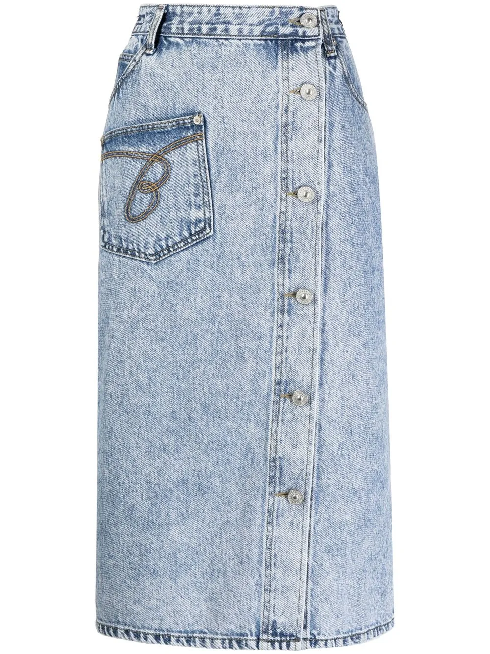 

pushBUTTON denim midi skirt - Blue