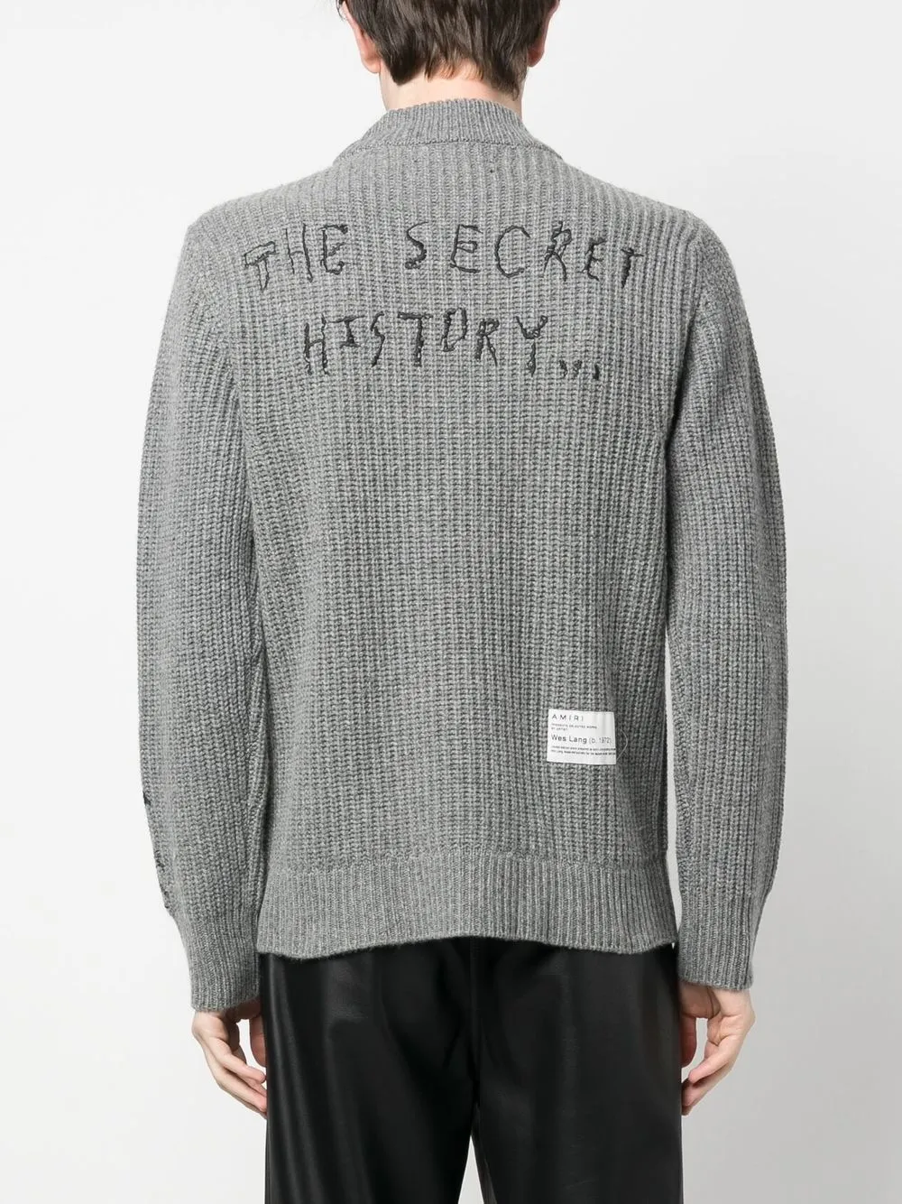Amiri Graphic-print Knit Jumper In Grey