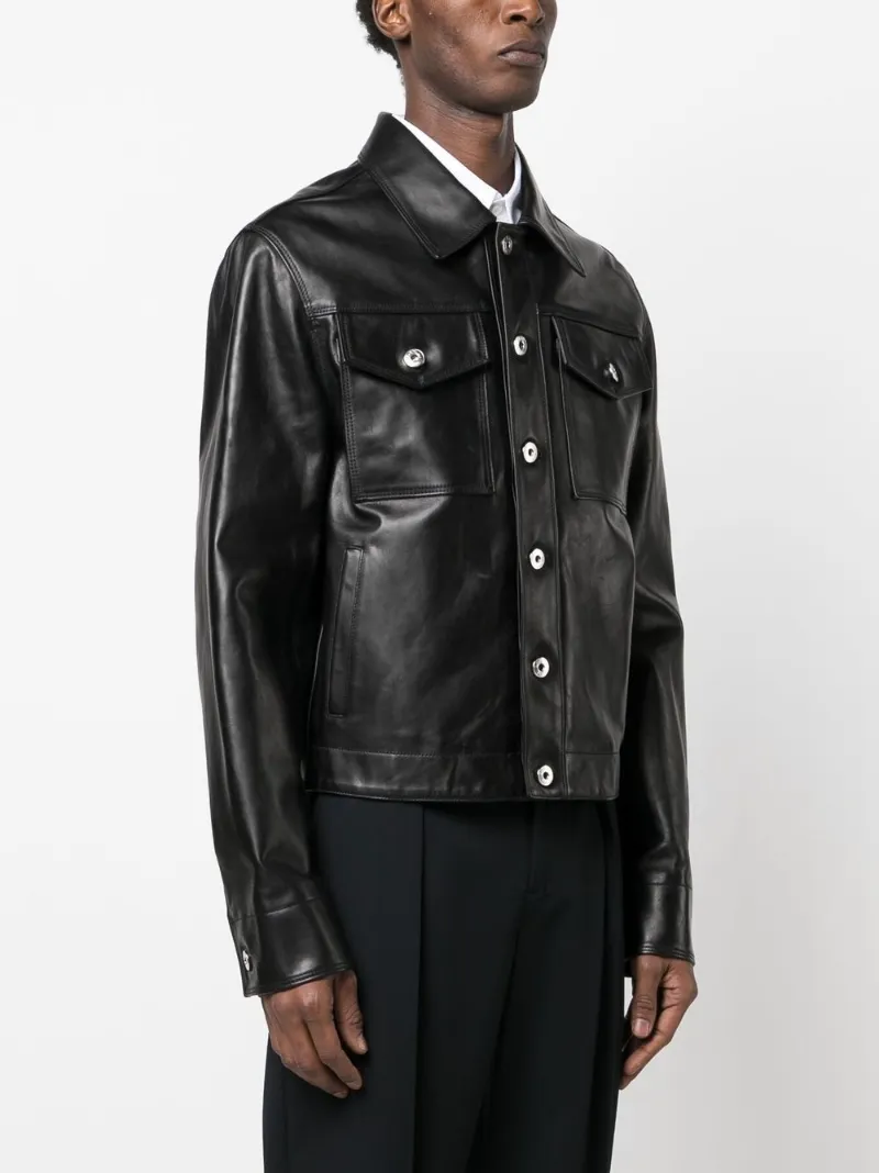Lanvin buttoned leather jacket black | MODES