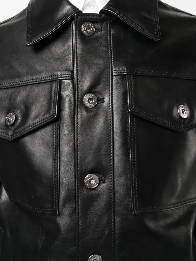 Lanvin buttoned leather jacket black | MODES