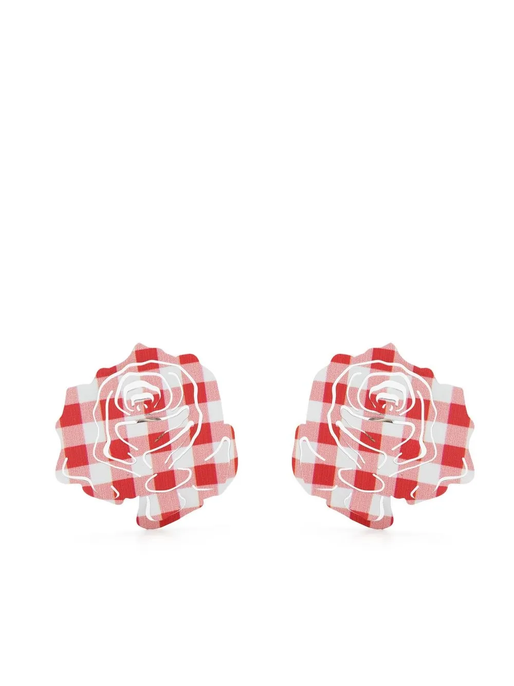 

Y/Project checked rose-shape earrings - Pink